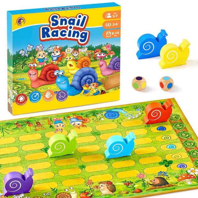 Kleine Schnecke Spiel, Klassiker Brettspiel Familienspiel für 2-6 Kinder, Montessori Gesellschaftsspiel ab 3-7 Jahren, Jungen und Mädchen ab 2 3 4 Jahre zum Geburtstag Weihnachten