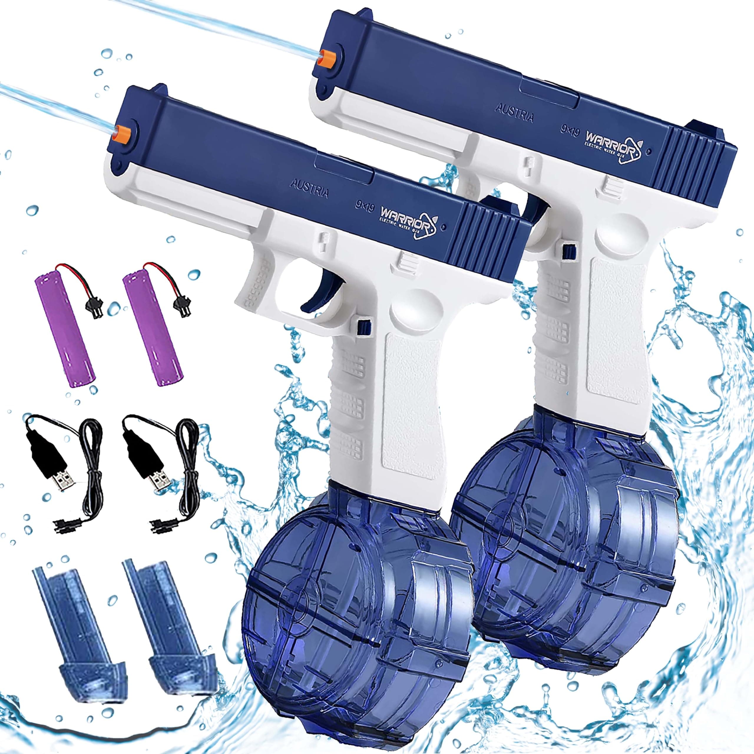 2 Pcs Wasserpistole Elektrisch, Wasserpistole Erwachsene, Automatische Wasserpistole mit Großer Kapazität, Distanz bis zu 8 M, Pool, Strandspielzeug Wasserpistole 2 Pcs-2025de