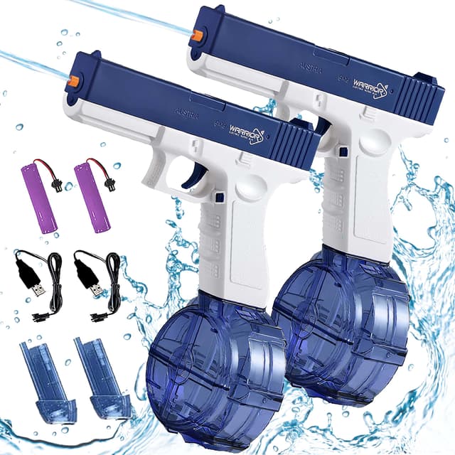 2 Pcs Wasserpistole Elektrisch, Wasserpistole Erwachsene, Automatische Wasserpistole mit Großer Kapazität, Distanz bis zu 8 M, Pool, Strandspielzeug Wasserpistole 2 Pcs-2025de