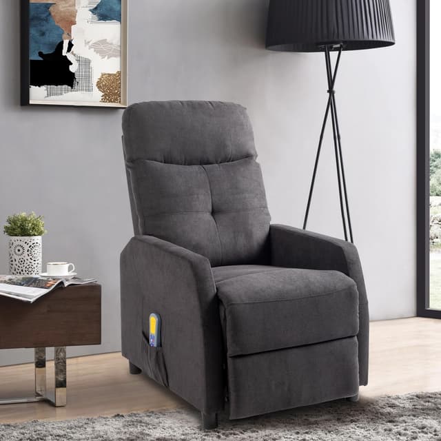 LEADZM Relaxsessel Fernsehsessel mit Manuell Liegefunktion, Verstellbarer Rückenlehne und Massage Wärmefunktion für Wohnzimmer und Schlafzimmer Dunkelgrau
