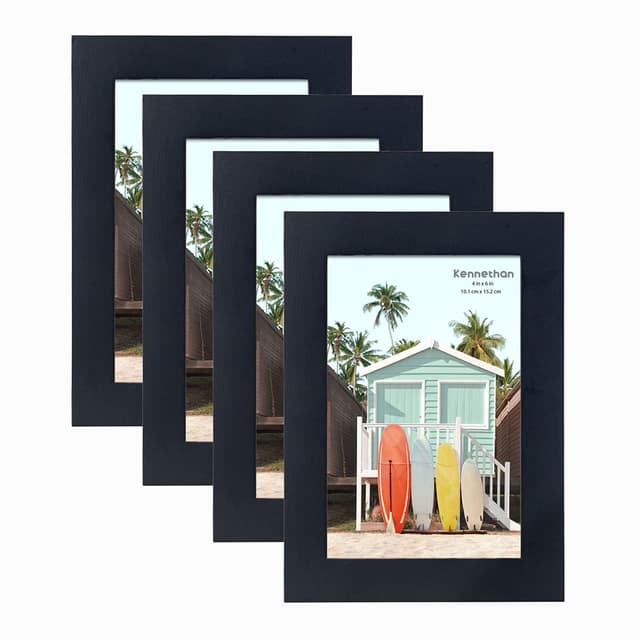 kennethan Bilderrahmen 10x15 Schwarz 4er Pack Fotorahmen mit Acrylglas zum aufhängen und aufstellen Schwarz 10x15-4er Pack