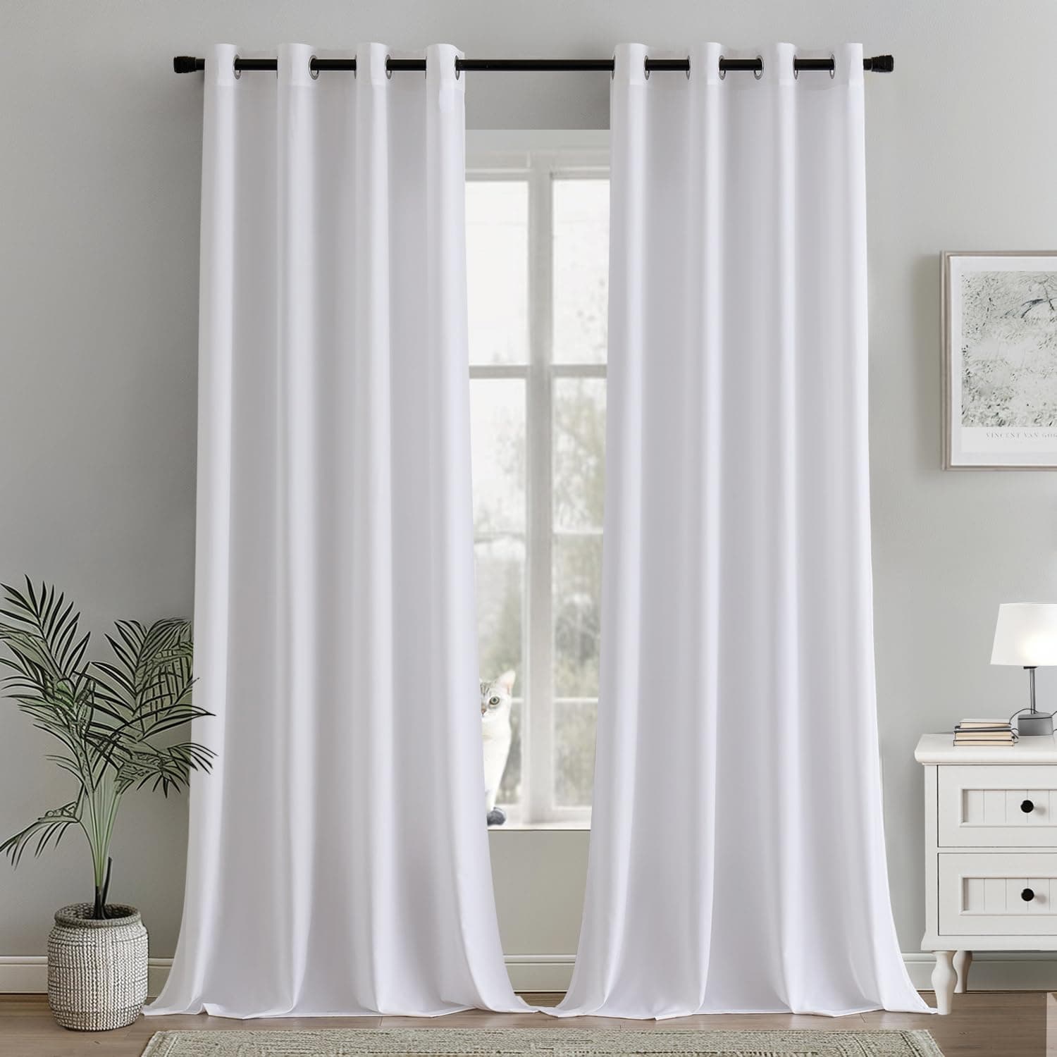 MIULEE Voile Gardinen mit ösen Vorhänge Halbtransparent Stores Vorhang Transparente ösenschal Wohnzimmer Schlaufenschal 2er Set 140x245cm Weiß H245 x B140 cm (2er Pack) Weiß