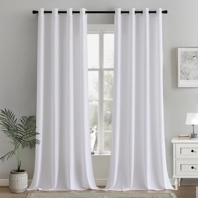 MIULEE Voile Gardinen mit ösen Vorhänge Halbtransparent Stores Vorhang Transparente ösenschal Wohnzimmer Schlaufenschal 2er Set 140x245cm Weiß H245 x B140 cm (2er Pack) Weiß