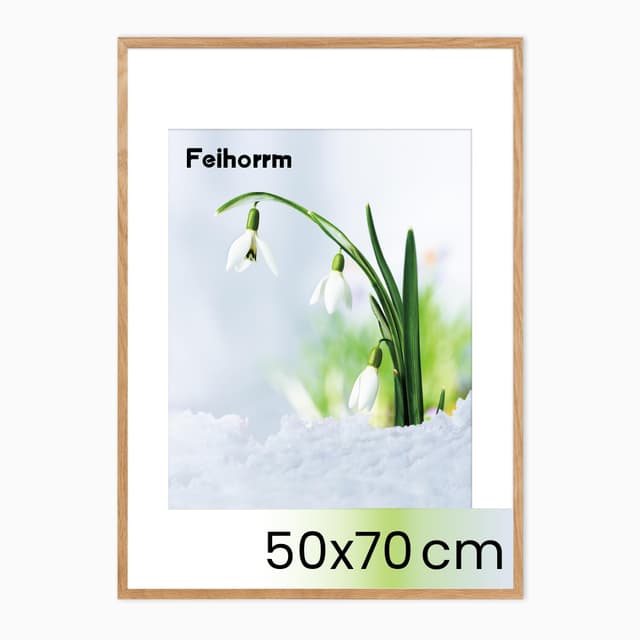 Feihorrm Bilderrahmen, Fotorahmen aus Eiche, Mit gehärtetem Glas, Für 50x70 cm-Fotos ohne Passepartout oder 39x49 cm-Fotos mit Passepartout, Fotorahmen aus Massivholz (Beige, 50x70 cm/ 1x) Beige 50x70 cm/ 1x