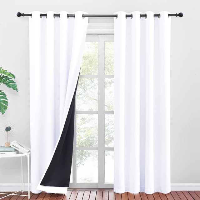 PONY DANCE Verdunklungsvorhänge Weiss Ösenvorhang 2er Set Doppellagige Gardinen Blickdicht Dicker und Schwerer Vorhang Hitzeschutz Thermovorhang Schlafzimmer, H 220 x B 140 cm H220 x B140 cm (2er Pack) Doppellagig | Weiß 2