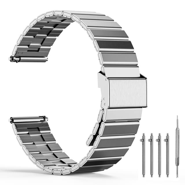 TODYSTRAP Metall Uhrenarmband Edelstahl 22mm, Schwarz Schnellverschluss Uhrenarmbänder Edelstahl, Smartwatch Ersatzarmband für Herren Damen, Metallarmband 20mm 22mm