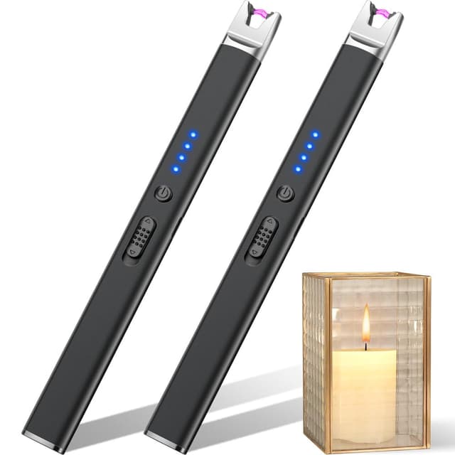 LcFun Lichtbogen Feuerzeug Elektrisch Stabfeuerzeug USB Aufladbar Elektrisches Feuerzeug Winddichtes Elektro Kerzenanzünder Plasma Feuerzeuge für Kerzen Anzünden, Gasherd (2 Stück Schwarz) Schwarz+schwarz