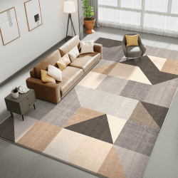 HOMFINE Teppich Wohnzimmer Waschbar Kurzflor - Flauschiger Rutschfester Moderner Teppich Schlafzimmer Esszimmer, Weicher Schwamm Material, Super Weich Langlebig, Geometrisch Abstrakt, Braun 160x230 cm Braun 160 x 230 cm