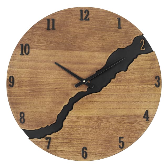 SkyNature Wanduhr Vintage, 34cm Holz Bauernhaus Dekorative Wanduhren mit Arabisch Ziffern, Leise Ohne Tickgeräusche Batteriebetrieben XXL Uhr, Große Wanduhr für Wohnzimmer, Küche, Schlafzimmer, Büro Vintage Holz 34cm