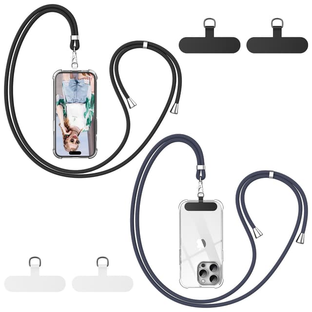 caslord Handyband Universal, 2 Stück Handyband und 4 Universelles Pad, Handyband mit Hülle kombinierbar, Einstellbar und Abnehmbar - Schwarz+Dunkelgrau
