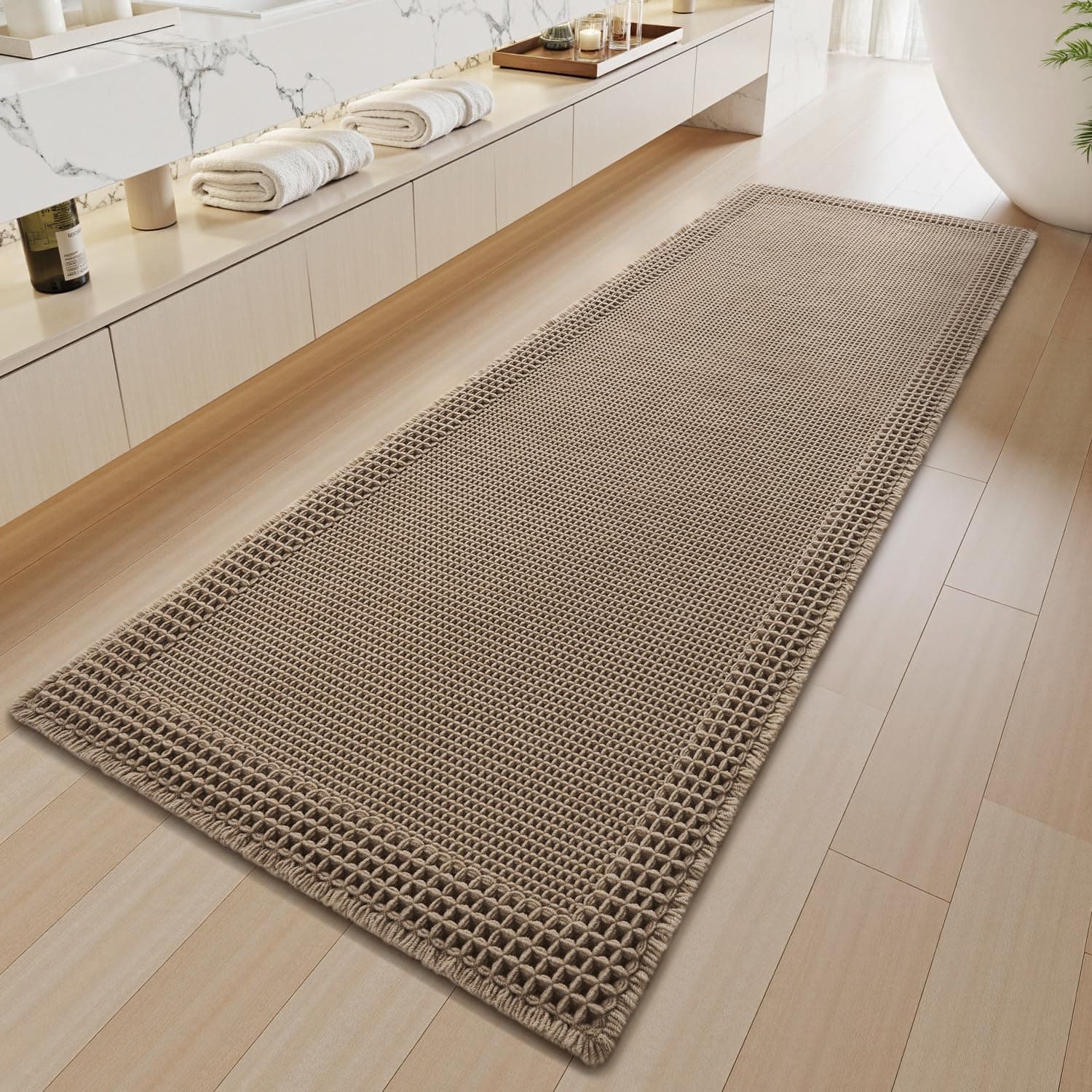 SIXHOME 60 * 180cm Braun Langer Flur Teppich Läufer Teppichläufer Weich Flurläufer rutschfest Lang Küchenteppich Waschbar Teppich Läufer für Küche Wohnzimmer 180 x 60 cm (Rechteckig) Mäandrisch