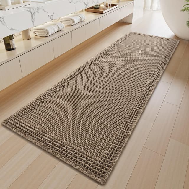 SIXHOME 60 * 180cm Braun Langer Flur Teppich Läufer Teppichläufer Weich Flurläufer rutschfest Lang Küchenteppich Waschbar Teppich Läufer für Küche Wohnzimmer 180 x 60 cm (Rechteckig) Mäandrisch