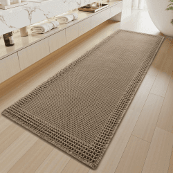 SIXHOME 60 * 180cm Braun Langer Flur Teppich Läufer Teppichläufer Weich Flurläufer rutschfest Lang Küchenteppich Waschbar Teppich Läufer für Küche Wohnzimmer 180 x 60 cm (Rechteckig) Mäandrisch