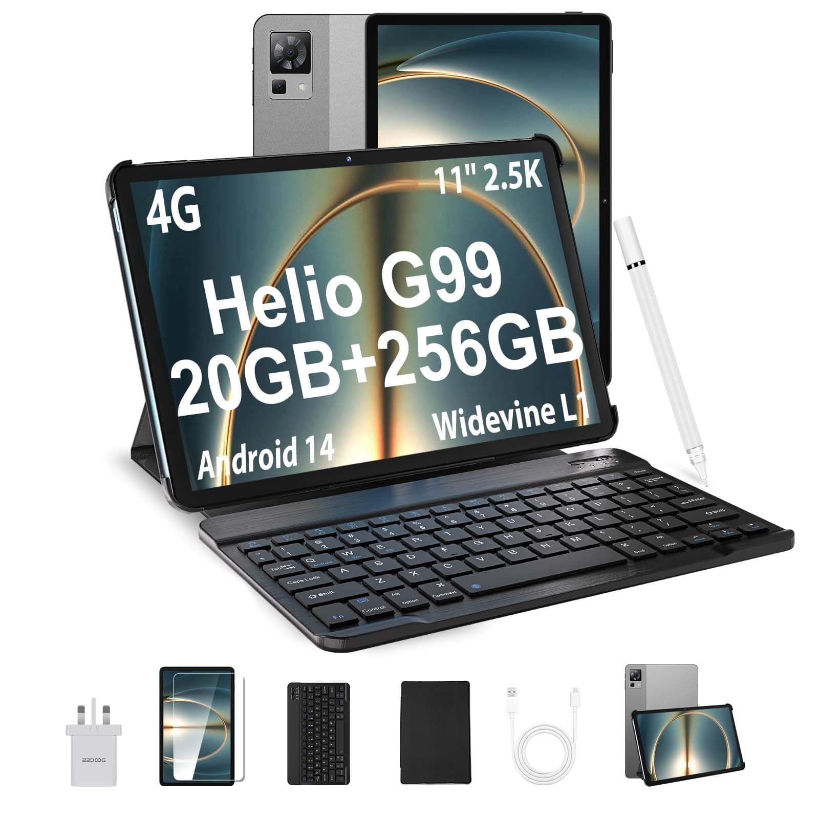 DOOGEE T35 Tablet mit Tastatur und Stift Android 14 Tablet 11 Zoll Helio G99, 20GB RAM+256GB ROM(2TB TF),8580mAh / 33W, 20MP, 2560x1600 FHD+ Gaming Tablets LTE Drawing Tablets mit SIM Karte Gray(T35)