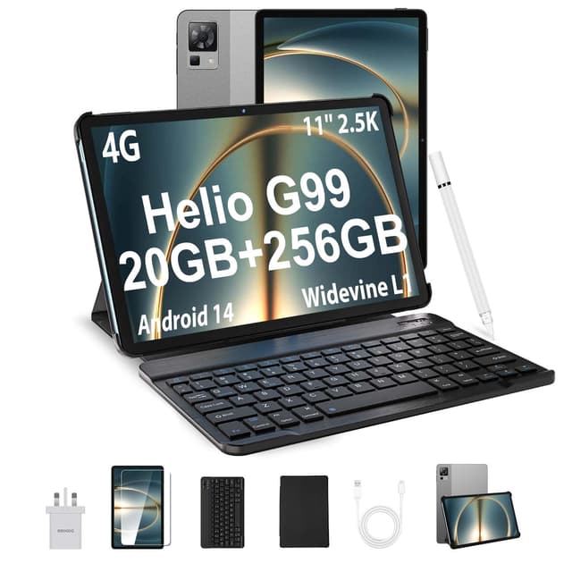 DOOGEE T35 Tablet mit Tastatur und Stift Android 14 Tablet 11 Zoll Helio G99, 20GB RAM+256GB ROM(2TB TF),8580mAh / 33W, 20MP, 2560x1600 FHD+ Gaming Tablets LTE Drawing Tablets mit SIM Karte Gray(T35)