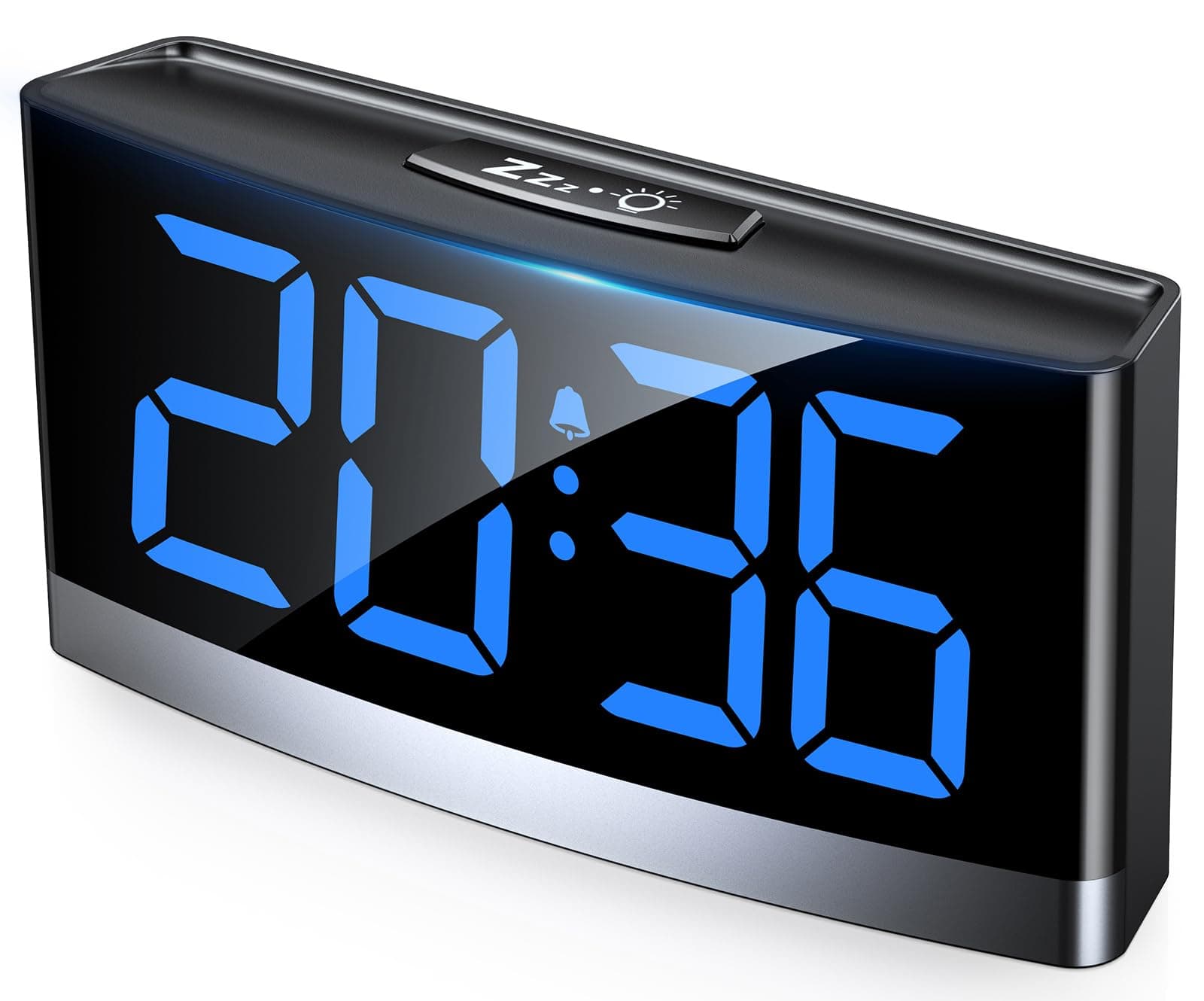 Rolgno Wecker Digital, Nachttisch Uhr mit Auffallenden Blauen LED-Ziffern, Alarm Clock für Tiefschläfer, 5 Helligkeitsstufen & Nachtmodus, 3 Weckertöne, 5 Lautstärkestufen, 12/24H, USB Gespeist