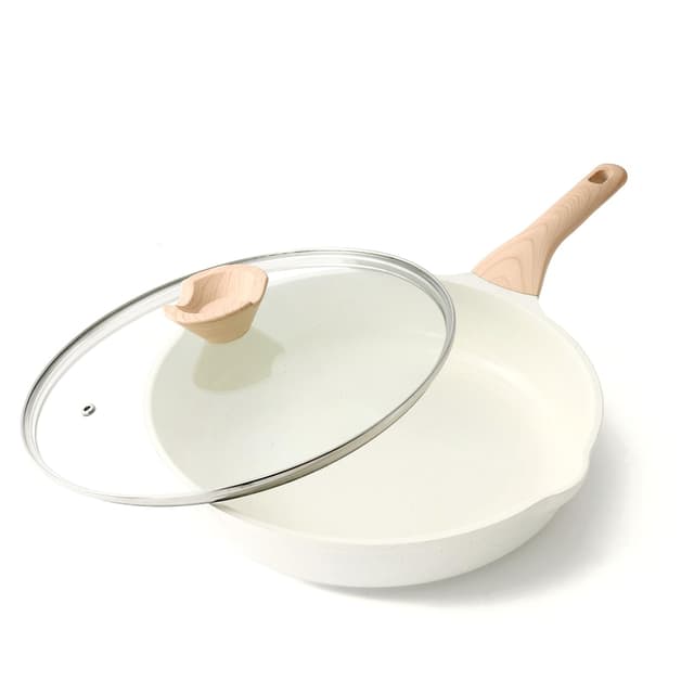 Kordisen 32 cm Keramik Bratpfanne mit Deckel, Antihaft Keramik Pfanne Induktion, Gesund und Ungiftig, PFOA und PFAS frei Keramik Weiß 32 cm