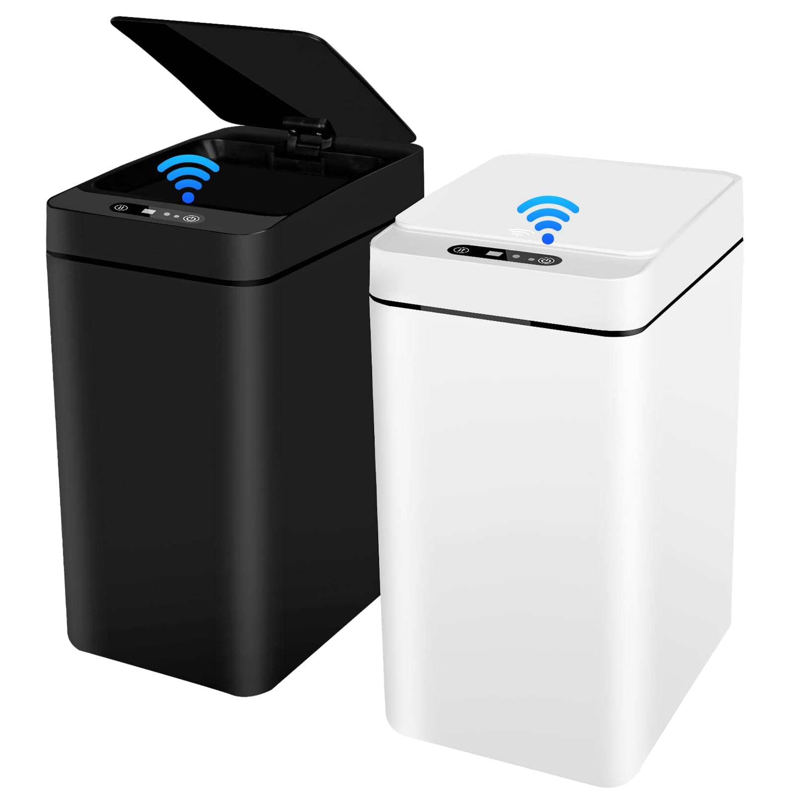 Sensor Mülleimer 12L 2er Set - Automatik Touchless Mülleimer mit Smart Sensor für Bad Büro Küche, No Noise Wasserdicht Intelligenter Mülleimer mit Deckel Mülleimer für Büro/Badezimmer/Küchen
