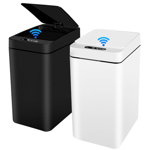 Sensor Mülleimer 12L 2er Set - Automatik Touchless Mülleimer mit Smart Sensor für Bad Büro Küche, No Noise Wasserdicht Intelligenter Mülleimer mit Deckel Mülleimer für Büro/Badezimmer/Küchen