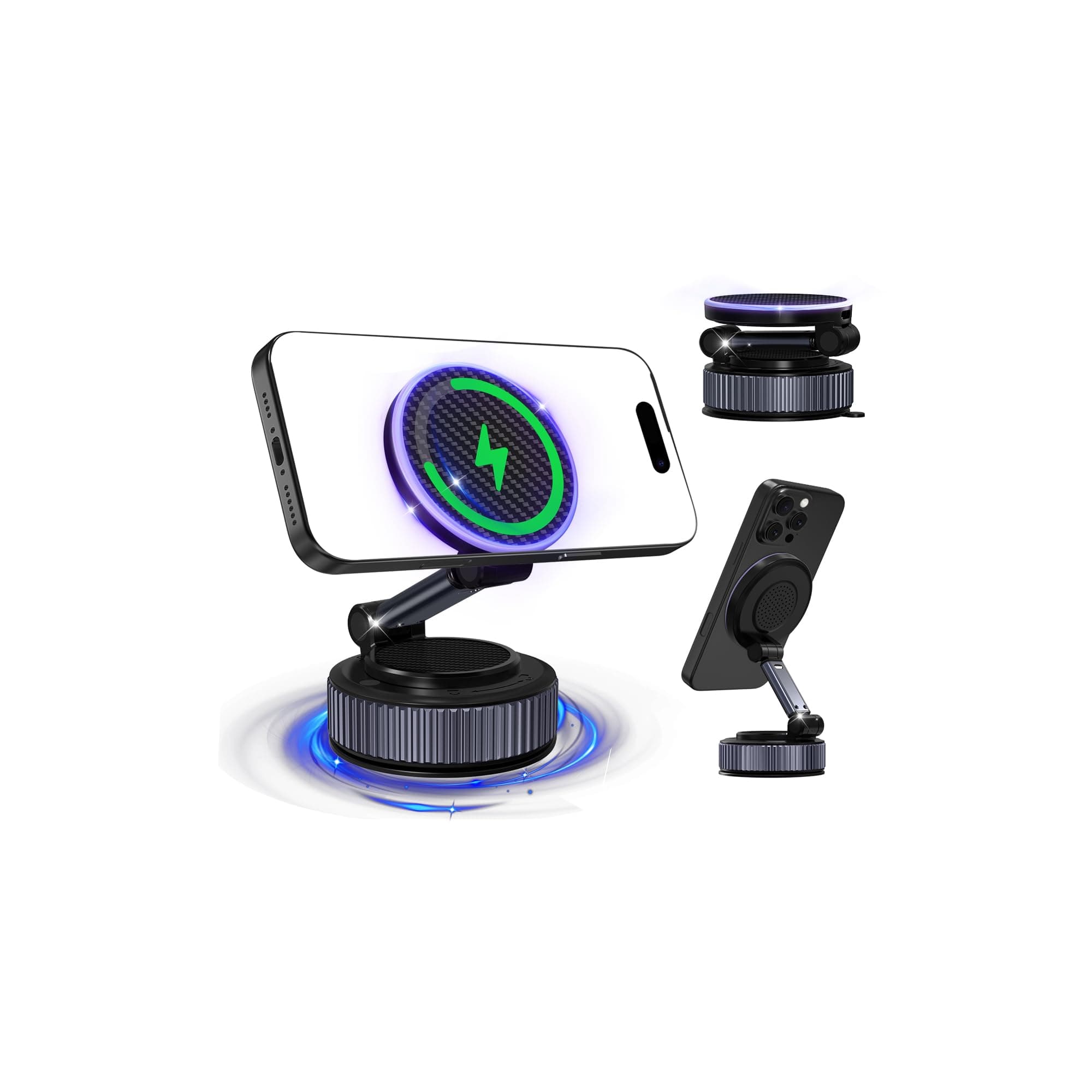 KOQQQ Upgraded Vacuum Magnetic Mobile Phone Holder Car, 15W Handyhalterung Auto Magnet, 360° Rotatable for Car/Mirror, Magnetic Phone Holder für iPhone & Android