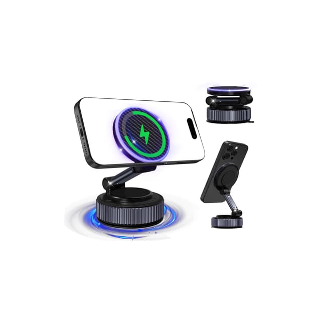 KOQQQ Upgraded Vacuum Magnetic Mobile Phone Holder Car, 15W Handyhalterung Auto Magnet, 360° Rotatable for Car/Mirror, Magnetic Phone Holder für iPhone & Android