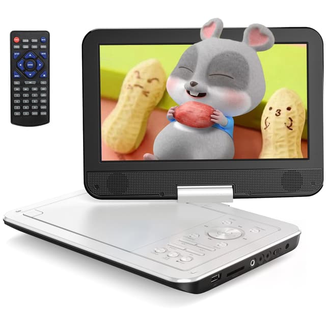 YOTON 12,5" Tragbarer DVD Player mit 10,5" HD-Drehbildschirm für Auto, inkl. Autoladegerät, Netzteil, Akku, USB/SD-Karten & TV-Sync, Weiß [Blu-ray Nicht unterstützt]