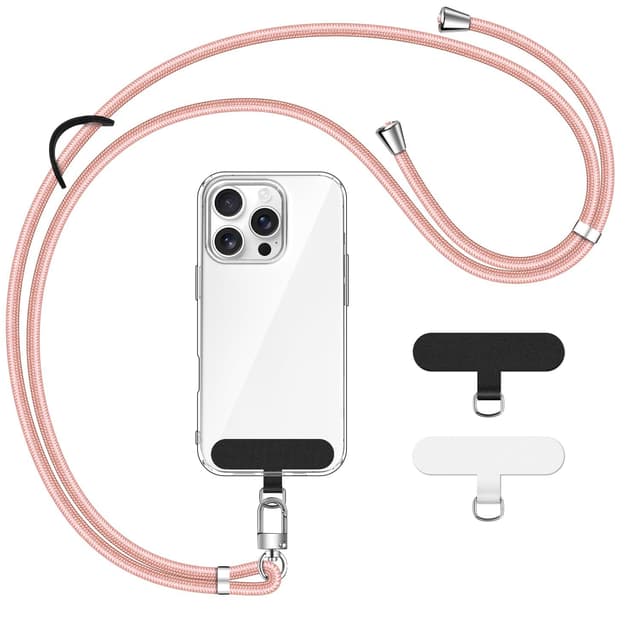 ivoler Handykette Verstellbar Handyband Universal, mit 2 Stück Patch und Robuste Haken mit alle Smartphones zum Aufhängen von kabellosen Kopfhörern, Schlüsseln, Sonnenbrillen usw Roségold