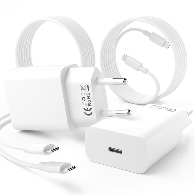 USB C Ladegerät Ladekabel für iPhone 15 16, [2 Pack] 25W USB C Power Adapter Schnellladekabel mit 2M C to C Kabel Ladekabel für iPhone 15/15 Plus/15 Pro/15 Pro Max/16/16 Plus/16Pro Max, Air5/4,iPad10 Large