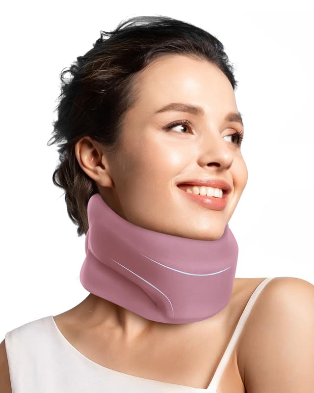 BETOVIN Nackenstütze gegen Nackenschmerzen, Weiche & Verstellbare Halskrause für Schlafen, Neck Support zur Unterstützung der Halswirbelsäule Druckentlastung, für Frauen und Männer(Magenta, M) Magenta M