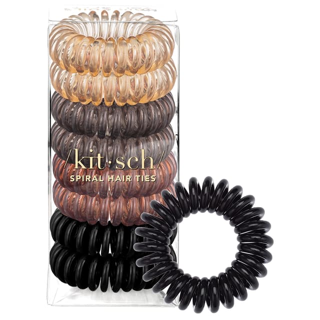 Kitsch Spiral-Haargummis für Frauen – Spiralhaargummis für dickes Haar, Spiralhaargummis ohne Schäden, Haarschlingen & Telefonkabel-Haargummis für dünnes Haar, Spiralhaargummis, 8 Stück (Braun) Brünett