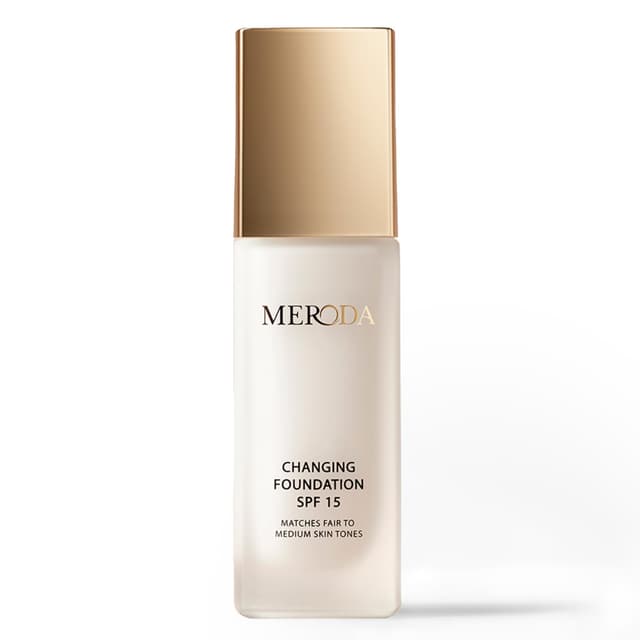 MERODA® Changing Foundation SPF 15 [LIGHT TO MEDIUM SKIN] - Foundation Color Changing - Farbwechselnde Foundation für Reife Haut - Make Up Hautton Anpassend - Foundation Gesichts Make Up