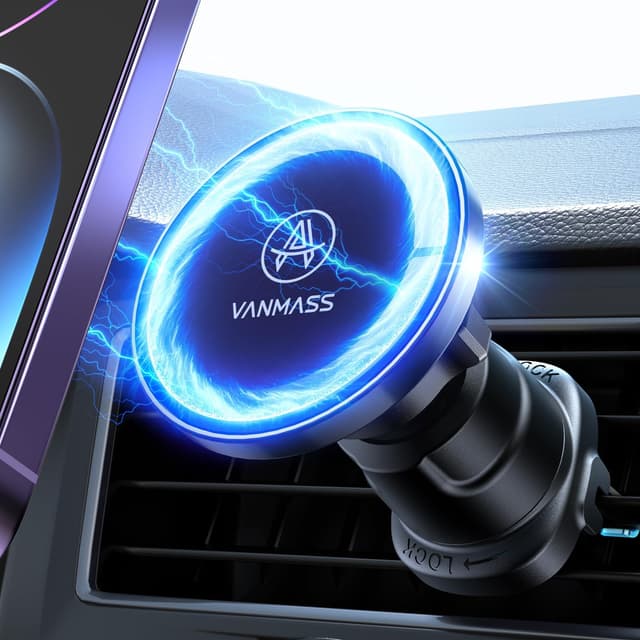 VANMASS für MagSafe Autohalterung [Militär-Klasse] Handyhalterung Auto Magnet Starker Magnetkraft Handy Halterung Auto Zubehör für iPhone 16 15 14 13 Pro Max Plus Mini, Allen Smartphone Tiefschwarz‌