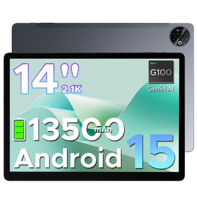 DOOGEE Tab E3 Max Android 15 Tablet 14 Zoll Gemini AI 13500mAh Großer Helio G100 Octa Core 32GB RAM+256GB ROM (2TB TF) 2.1K (2160 * 1440) Display Gaming Tablet, 16MP+8MP 4G LTE/5G WLAN/GPS/GMS,Gray TabE3Max(Grau) TABE3MAX