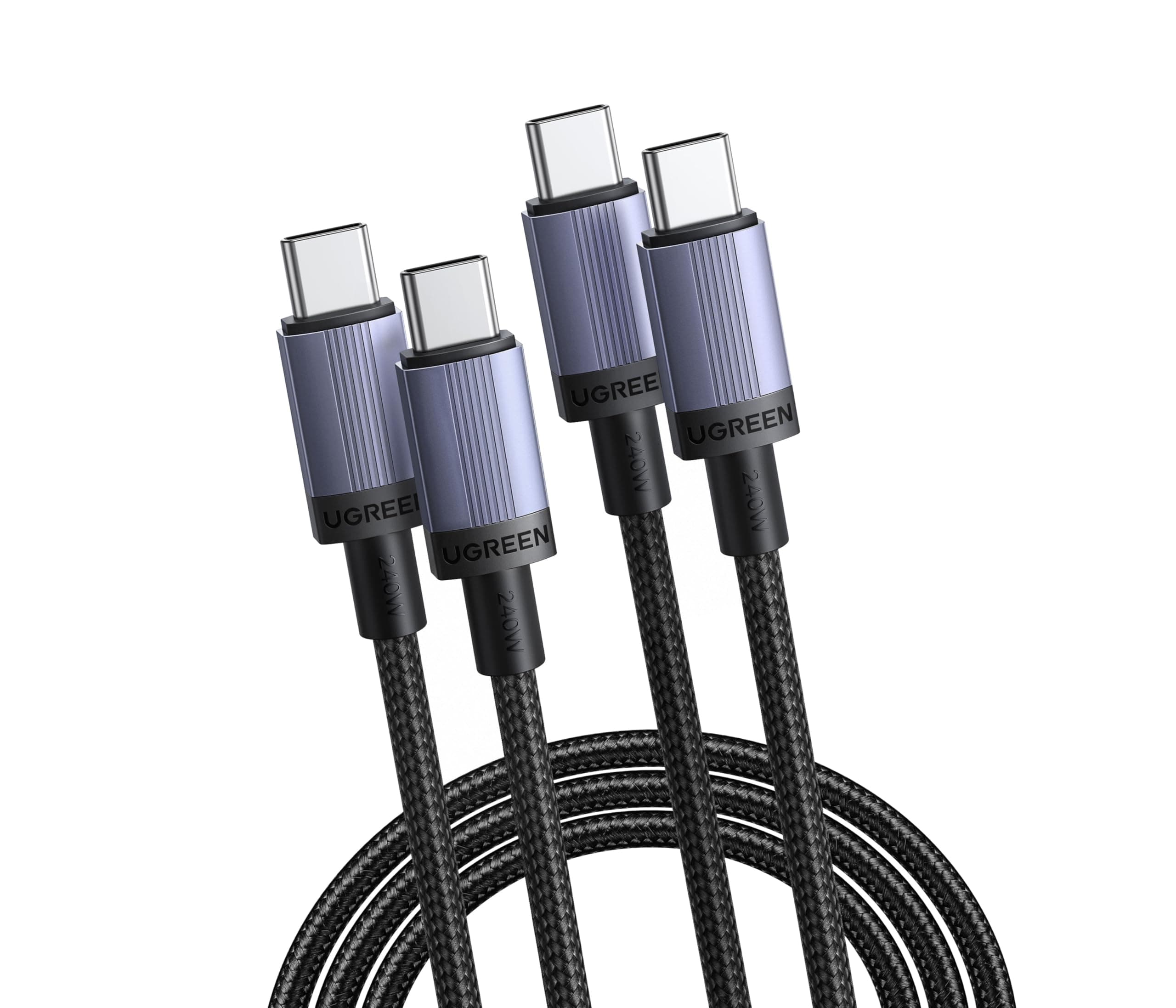 UGREEN USB C Kabel 240W 2M, 2 Stück Ladekabel USB-C, PD 3.1 USB C auf USB C Kabel, PPS Schnellladekabel für iPhone 16/15-Serie, MacBook Pro/Air, iPad Pro, Galaxy S25, Pixel 9, Dell XPS, Steam Deck usw