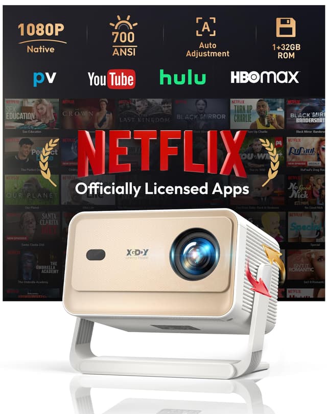 Smart Beamer N6 Pro: Netflix-fähig & Autofokus mit 4K-Unterstützung und 1080P Full HD, WiFi 6, automatische Trapezkorrektur. Kompakter Projektor für Heimkino, Outdoor und Android/iPhone N6 Pro 2025