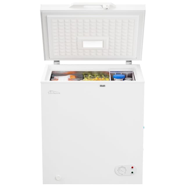 Tronitechnik® Gefriertruhe Kühltruhe BORGAR PRO mit 2in1 Gefrier- und Kühlfunktion | 160 Liter, 184kwh/Jahr, 85cm hoch, geringe Lautstärke | LED-Licht | Rollen | Kindersicherung durch Schloss | Weiß 160L PRO