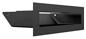 KRATKI Lüftungsgitter Luft | Warmluftgitter 6 x 20 cm | Schwarz | Abluftgitter für Kamin Belüftung | Lufteinlass in einem Winkel von 45 Grad | überhitzungbeständig | Ideal für Moderne Innenräumen