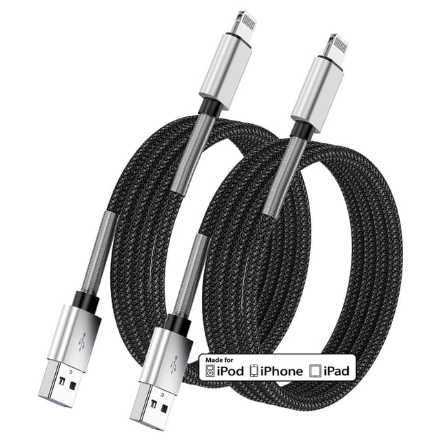 iPhone Ladekabel 3M, 2Pack Lang USB A to Lightning Kabel Original, 3m Apple Schnellladung Ladekabel für Apple iPhone 14 Pro Max/13/12 Mini/11/XS/XR/X/8 Plus/7/6s/6/5S/5, iPad 3M Schwarz