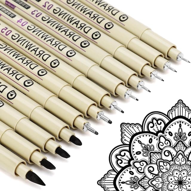 Micron Fineliner Schwarz Stifte Tuschestifte: 12 Schwarzer Set Zentangle Zeichenstifte Manga Zeichnen Lernen Wasserfest Fine Pigment Liner Drawing Supplies Art Supplies Technisches Comic Anime Malen Tiefschwarz