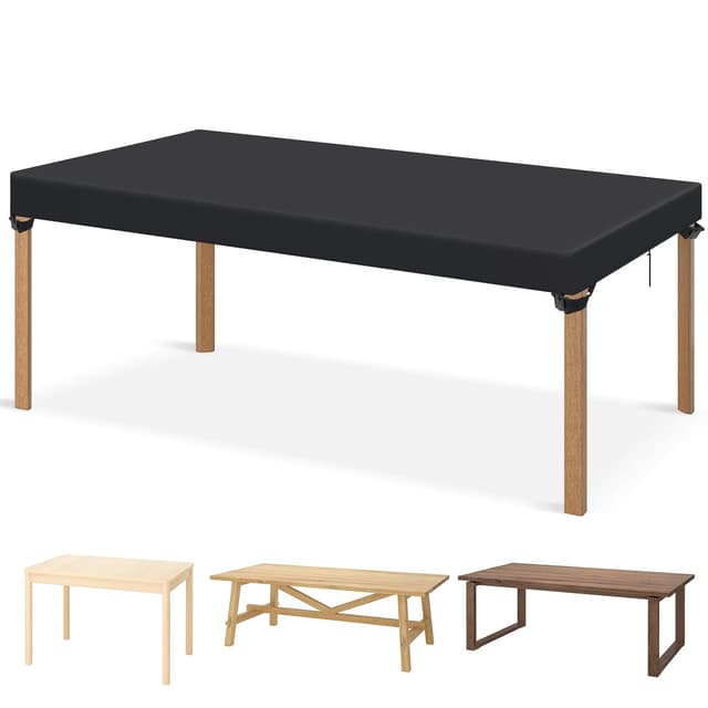 GARPROVM Gartentisch Abdeckung Winterfest, 150x90x15cm Tischplatte Abdeckung Outdoor Tischplattehülle, Schutzhülle für Gartentisch Terrassentisch 420D Oxford Gewebe Wasserdicht Gartenmöbel Plane Schwarz 150x90x15cm