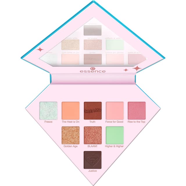 essence Superman eyeshadow palette, Lidschatten, Nr. 02, 9 Farben, langanhaltend, hochpigmentiert, sofortiges Ergebnis, schimmernd, vegan, Nanopartikel frei, ohne Parabene, glutenfrei, 1er Pack (7g)