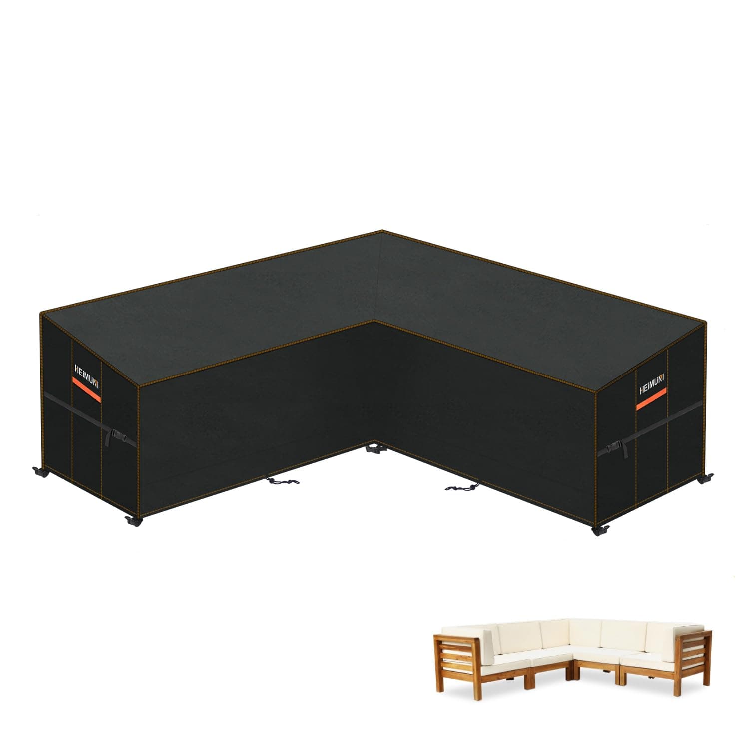 HEIMUNI Lounge Abdeckung L-Form Gartenmöbel Abdeckung Wasserdicht Abdeckung Loungemöbel L Form GartenLounge Abdeckplane für Ecksofa Gartensofa Abdeckung 210x210x85x80/65cm