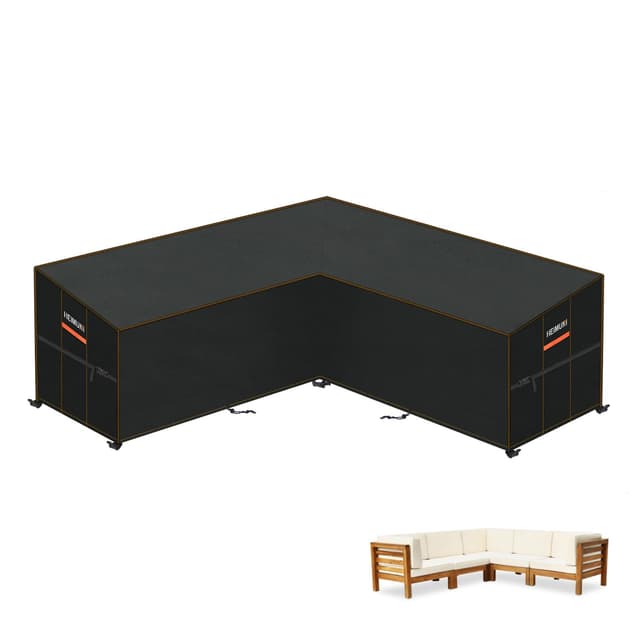 HEIMUNI Lounge Abdeckung L-Form Gartenmöbel Abdeckung Wasserdicht Abdeckung Loungemöbel L Form GartenLounge Abdeckplane für Ecksofa Gartensofa Abdeckung 210x210x85x80/65cm