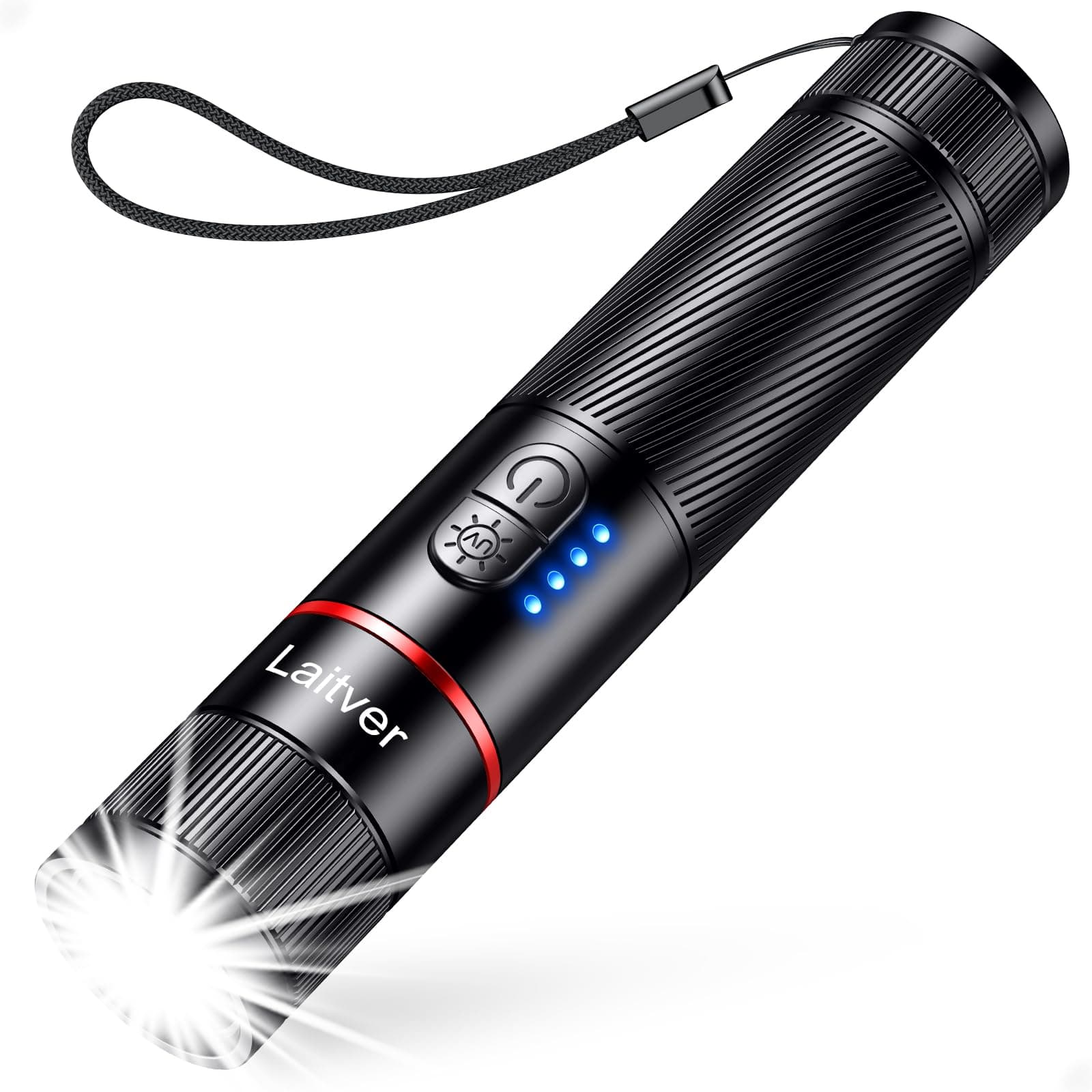 Laitver Taschenlampe LED/UV Aufladbar 2 in 1, Superhell Taschenlampen mit 395nm UV Schwarzlicht-6 Modi, Zoombar, Lange Akkulaufzeit, Wasserdischt Mini Handlampe für Belecutung, Erkennung von Tierurin
