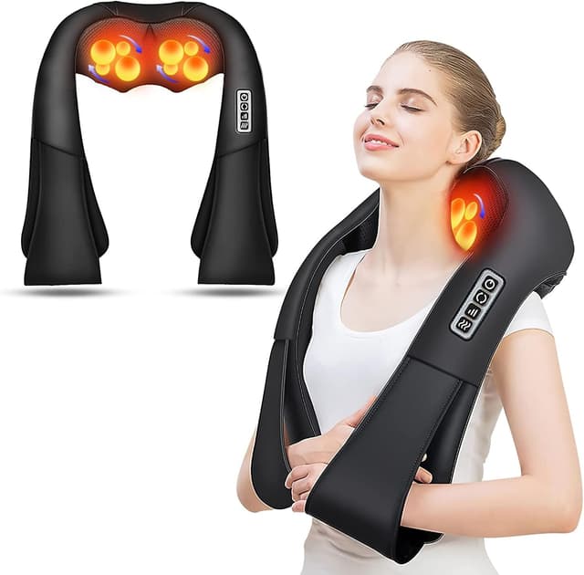 AERLANG Massagegerät Schulter Nackenmassagegerät mit Wärme, Weihnachtsgeschenke, Shiatsu Rückenmassagegerät Massagegerät Nacken,Massagegerät Rücken,Nacken Geschenke für Frauen, Männer Schwarz