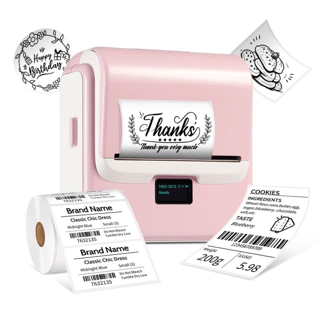 ORGSTA T003 etikettendrucker selbstklebend etikettiergerät Bluetooth & USB 2200 mAh etikettiermaschinen 50 mm/s beschriftungsgerät ettikettiergeraet 20 mm-80 mmlabel Printer Sticker Maker Rosa