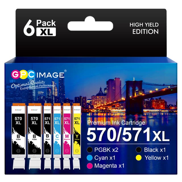 GPC IMAGE 570 571 Multipack Patronen XL Kompatible für Canon 570 571 Druckerpatronen PGI-570 CLI-571 für Canon Pixma TS5050 MG5750 TS5055 MG6852 MG5753 TS6050 TS5053 MG5752 MG5751 (6er-Pack)