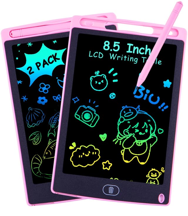 2 Stück LCD Schreibtafel Kinder Spielzeug 2 3 4 5 6 Jahre alte Jungen Mädchen, 8,5 Zoll Zaubertafel Kinder Maltafel für Geburtstag Weihnachten Geschenk Jungen Mädchen Rosa+Rosa