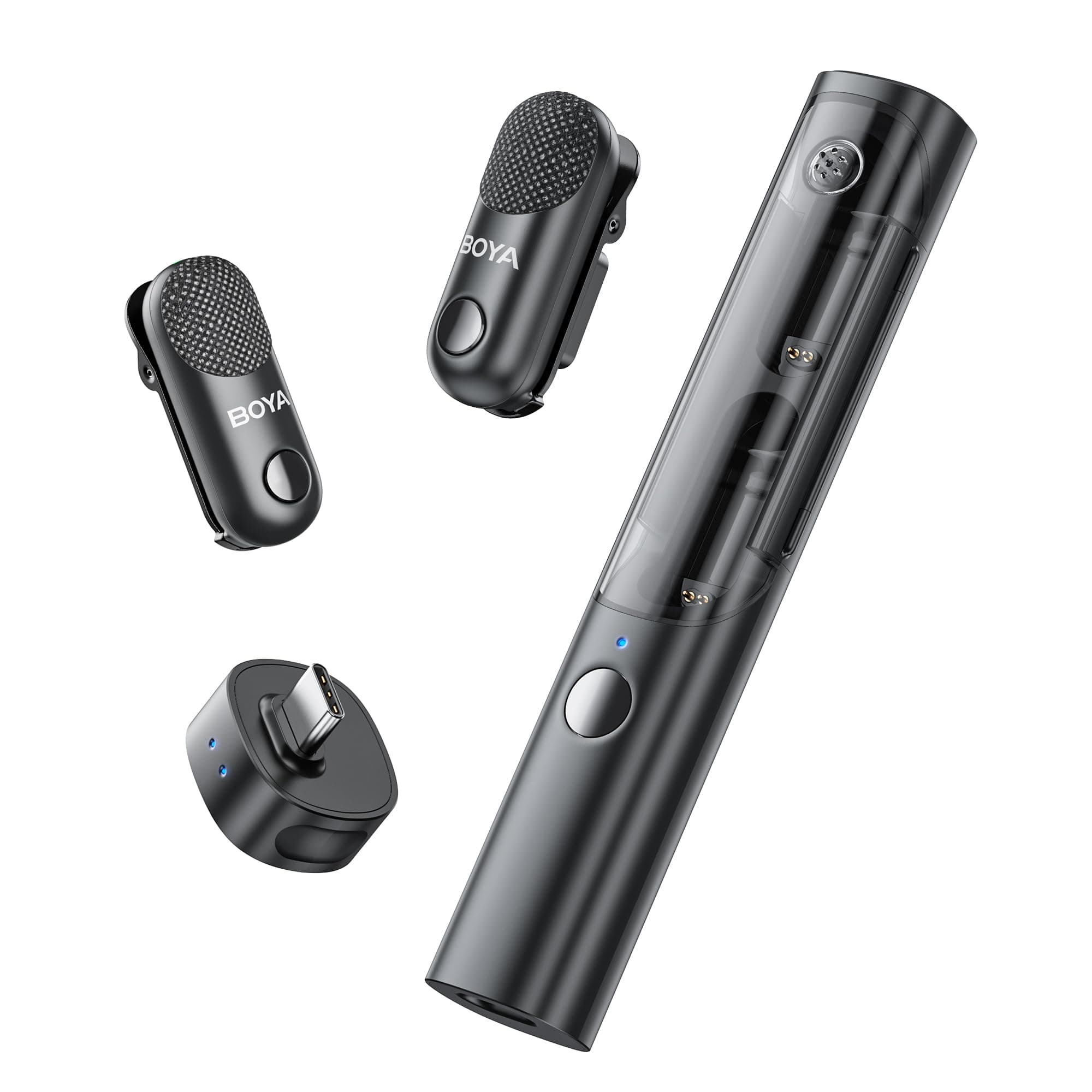 BOYA Magic Mikrofon für Handy(Ohne Ständer), Ansteck-, Handmikrofon, Tisch- und Kameramikrofon für iPhone 15/16 Serie, Mini-Lavalier-Mikrofon Wireless mit USB-C-Stecker, Ansteckmikrofon für Streaming BOYA Magic-05