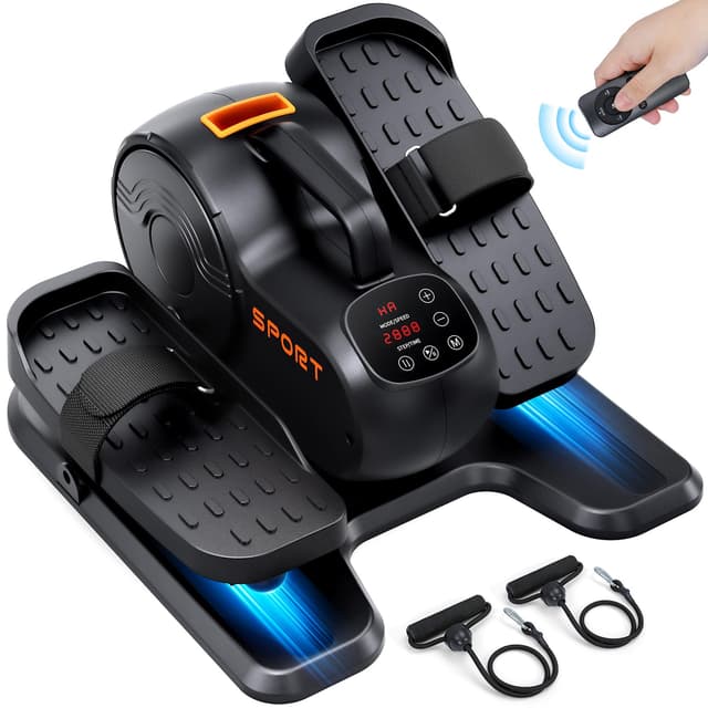 Dripex Ellipsentrainer Elektrischer, 3-IN-1 Mini Crosstrainer für zuhause, Pedaltrainer Beintrainer mit 10-stufig Einstellbarer Geschwindigkeit/Widerstand, komplett montiert Orange